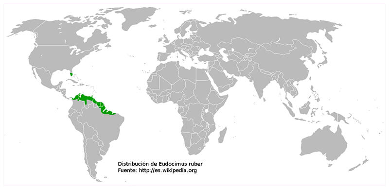 MAPA DISTRIBUCION IBIS ESCARLATA, La Reserva Del Castillo De Las Guardias