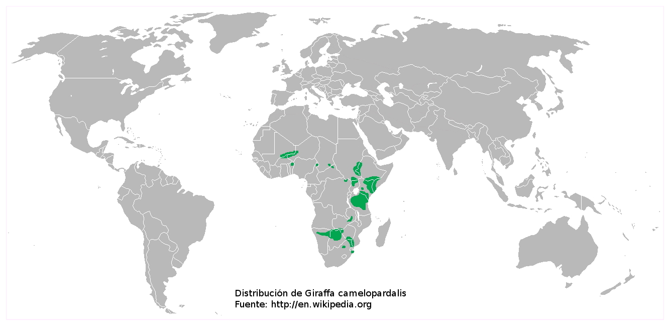 MAPA DISTRIBUCIÓN JIRAFA, La Reserva Del Castillo De Las Guardias